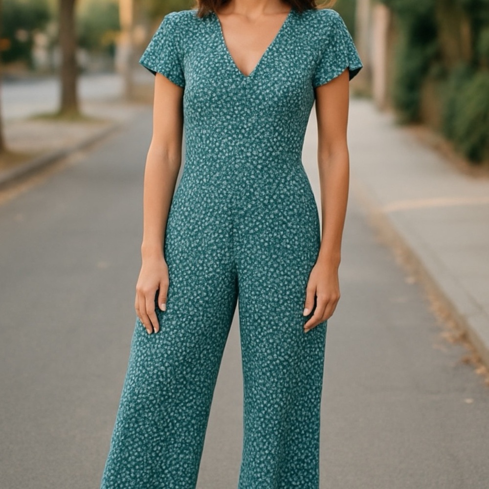 Blue Rain Teal Jumpsuit